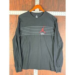 Nike Air Jordan Flight Jumpman Long Sleeve Shirt Black Red 569921-010 Mens Large